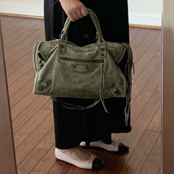 Balenciaga City Bag Dark Green Olive – Classic Motorcycle Handbag Iconic It Bag - Picture 1 of 16